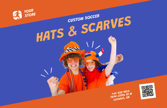 Eye-catching Soccer Hats and Scarves Offer Flyer 5.5x8.5in Horizontal Tasarım Şablonu
