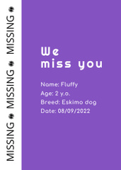 Lost Dog information in purple