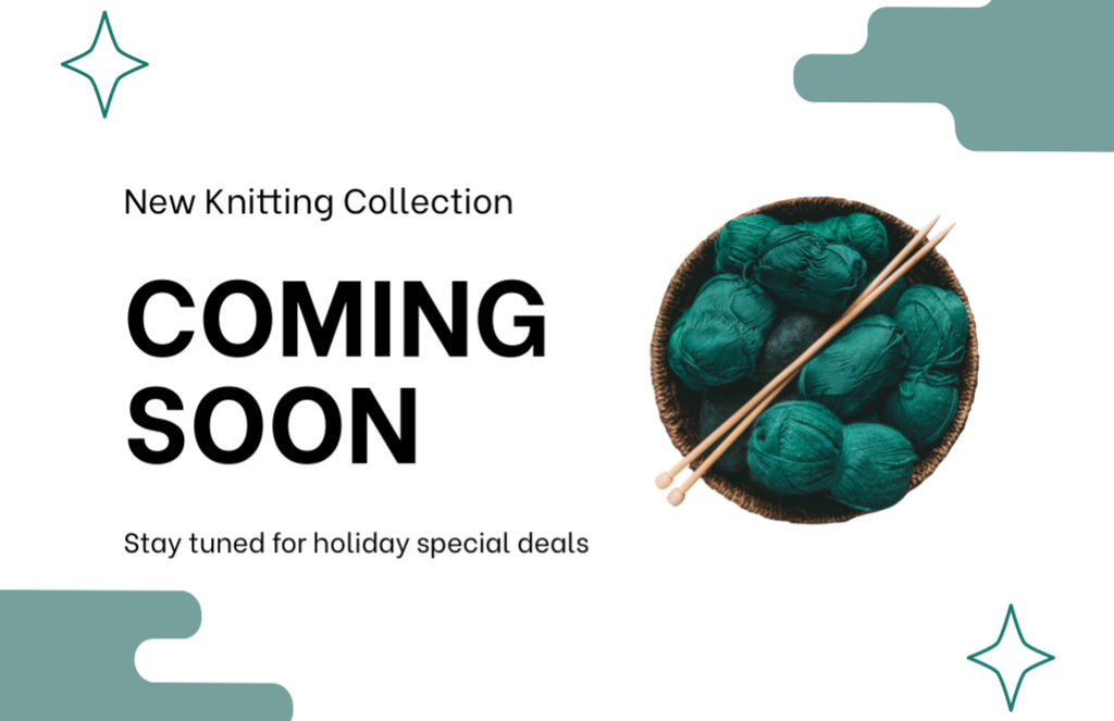 New Knitwear Collection Announcement on Green and White Thank You Card 5.5x8.5in Design Template