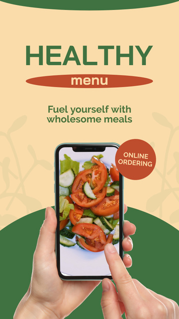 Healthy Meals With Online Ordering App Offer Instagram Video Story – шаблон для дизайну
