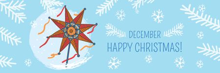 Χριστουγεννιάτικες ευχές με χαριτωμένη εικονογράφηση και αστέρι Twitter Πρότυπο σχεδίασης