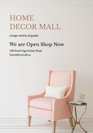 Furniture Store ad with Armchair in pink Flyer A5 Design Template