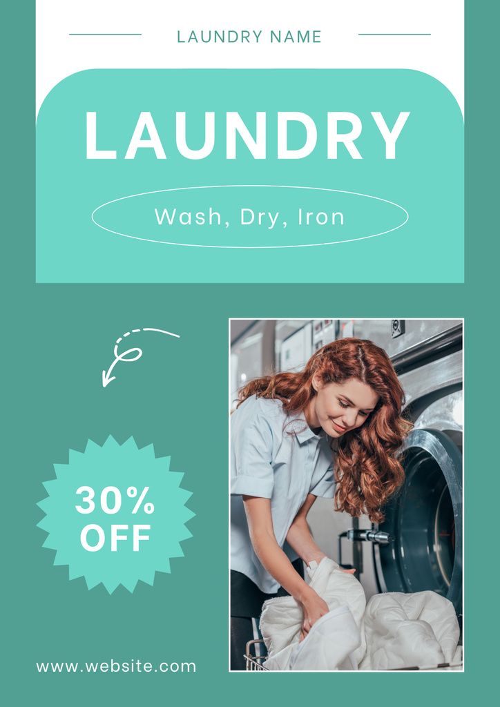 Discount Offer for Laundry Services Poster Tasarım Şablonu