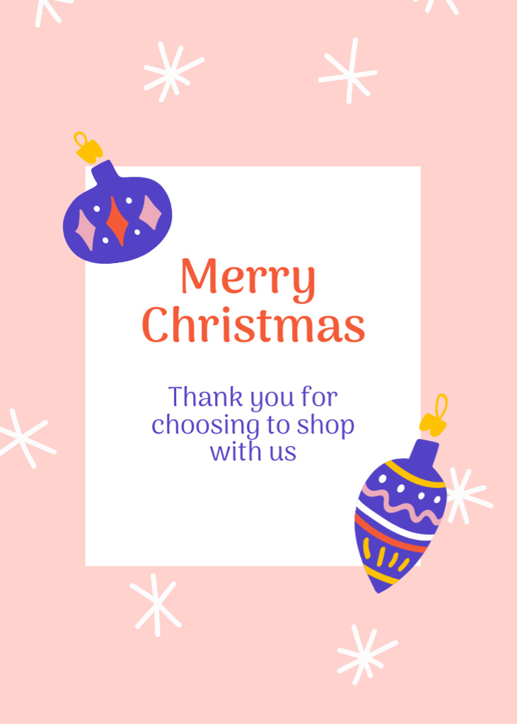 Ontwerpsjabloon van Postcard 5x7in Vertical van Merry Christmas Wishes and Thanks for Choosing Us