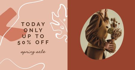 Template di design Stylish Woman with herbarium on Women's Day Facebook AD