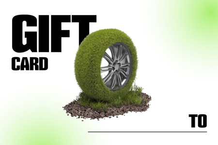 Plantilla de diseño de Oferta de servicios de automóviles con rueda en hierba Gift Certificate 