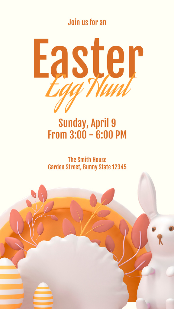 Easter Egg Hunt with White Bunny and Eggs Instagram Story tervezősablon