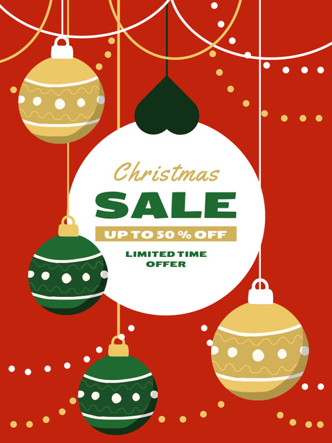 Christmas Accessories Sale Offer with Christmas Toys Poster USデザインテンプレート