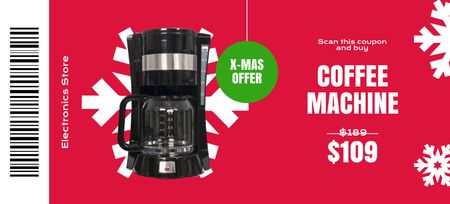 Coffee Machine Offer on Christmas Coupon 3.75x8.25in Šablona návrhu