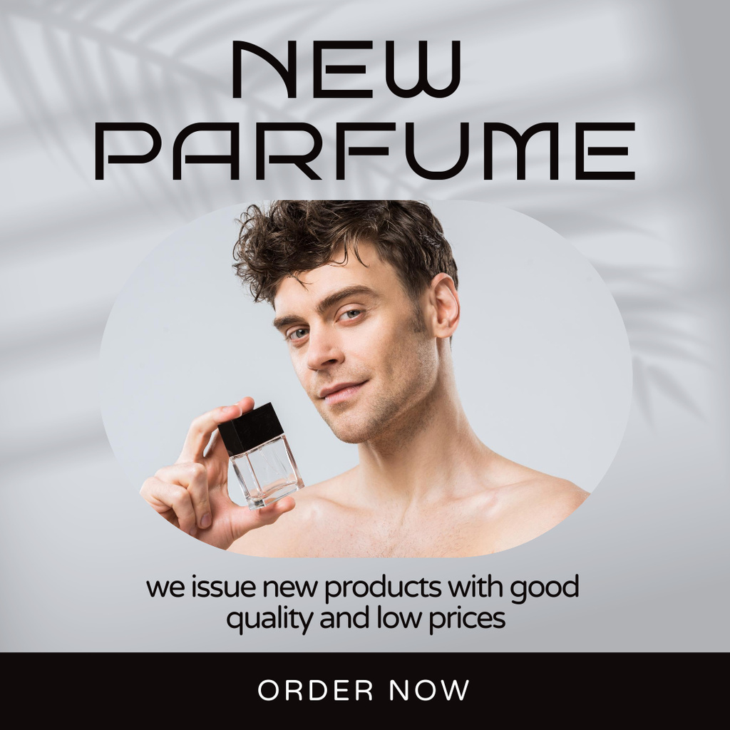 Perfume Ad with  Handsome Man Instagram Tasarım Şablonu