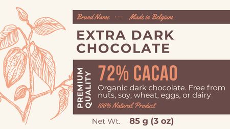Dark Chocolate Discount Offer with Cocoa Beans Label 3.5x2in Design Template
