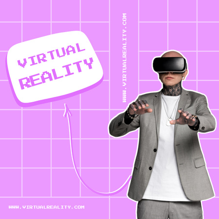 Exciting Virtual Reality Technology With Headset Instagram Design Template