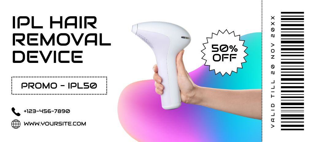 Discount on Hair Removal Device Coupon 3.75x8.25in Modelo de Design