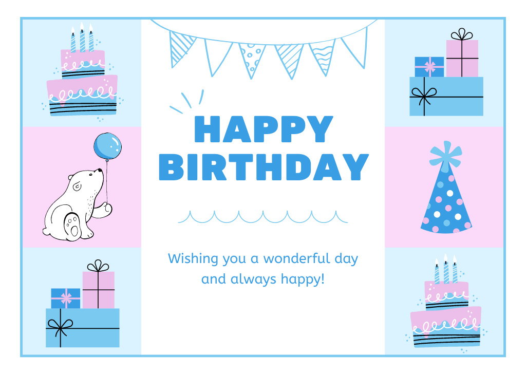 Collage with Happy Birthday Card – шаблон для дизайну