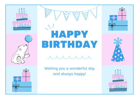 Collage with Happy Birthday Card Design Template