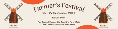 Ontwerpsjabloon van Twitter van Aankondiging voor Farmer's Festival met Mills