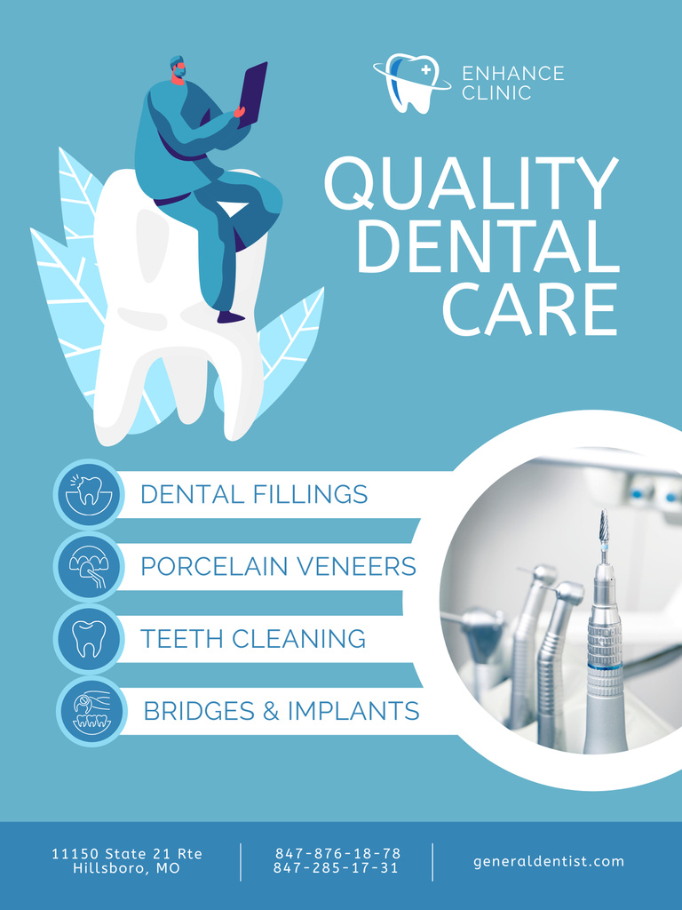 Designvorlage Dental Services Offer with Dental Equipment für Poster 36x48in