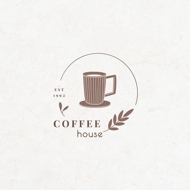 Ontwerpsjabloon van Logo 1080x1080px van Advertising Coffee House with Cup of Delicious Coffee
