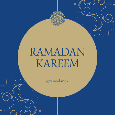 Ramadán Kareem Blahopřání S Měsícem A Mraky Ilustrace Instagram Šablona návrhu