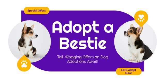 Szablon projektu Tag-Wagging Offers on Dog Adoptions Twitter