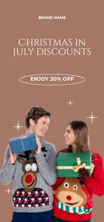 July Christmas Discount Announcement with Young Couple Flyer DIN Large Design Template