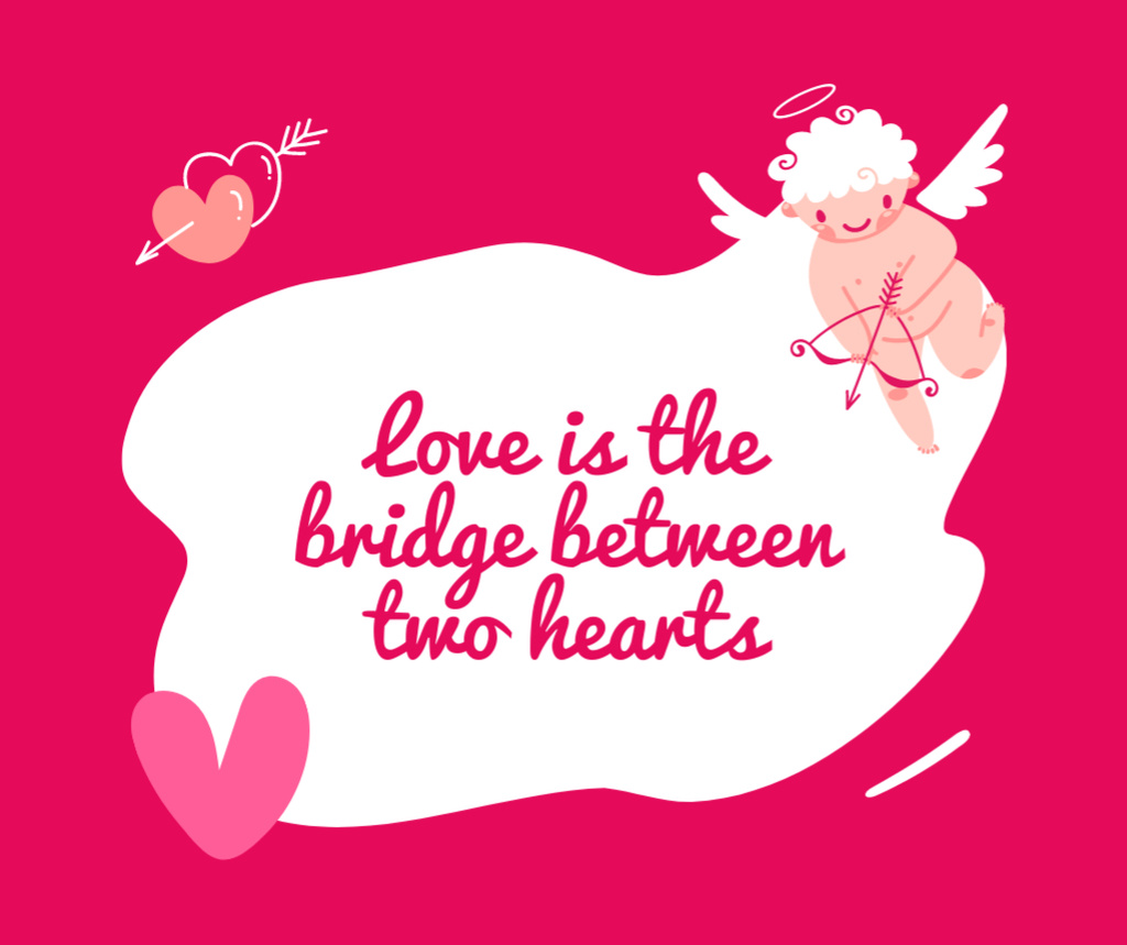 Quote about Love with Illustration of Cupids Facebook Modelo de Design