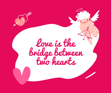 Designvorlage Zitat über die Liebe mit Illustration von Amoren für Facebook