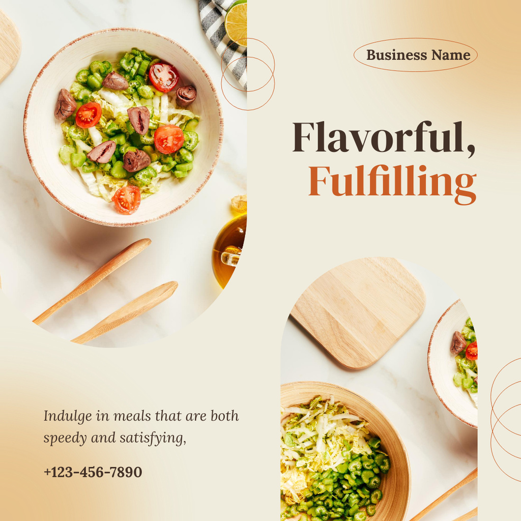 Offer of Tasty Dishes in Fast Casual Restaurant Instagram Design Template