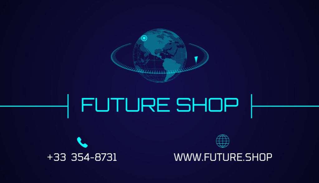 Plantilla de diseño de Future Store Advertisement Business Card US 