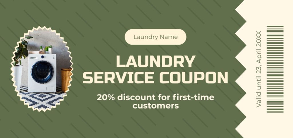 Template di design Laundry Service Discounts Offer for First-time Customers Coupon Din Large