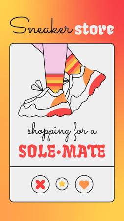 Sneakers Store Ad with Shoes Illustration Instagram Story Modelo de Design