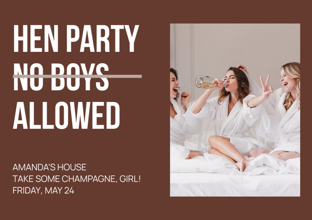 Hen Party Invitation with Cheerful Young Women Flyer A5 Horizontal Šablona návrhu