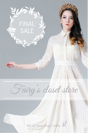 Designvorlage Clothes Sale Woman in White Dress für Tumblr
