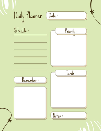 Daily Goal Planner in Light Green Notepad 8.5x11in Design Template