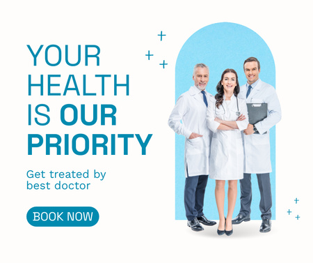 Szablon projektu Medical Clinic Ad with Confident Doctors Facebook