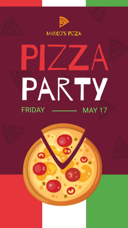 Pizza Party Day Ad on Italian Flag Instagram Story Design Template