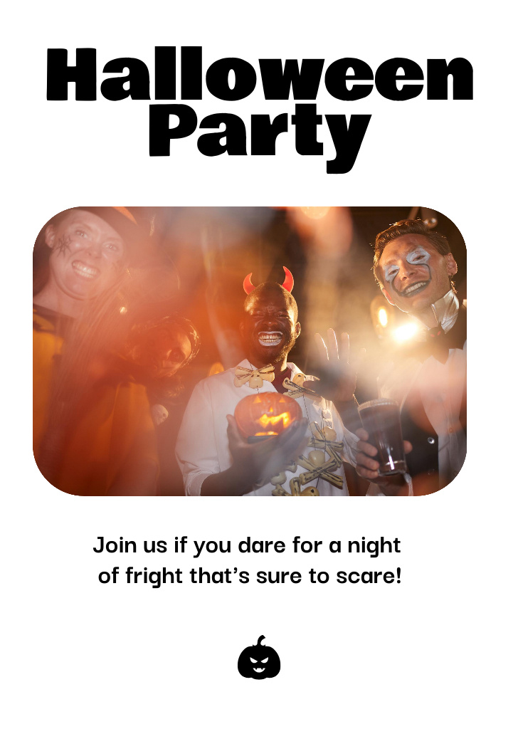 Mysterious Halloween's Party Announcement With Pumpkin Flyer A6 Design Template