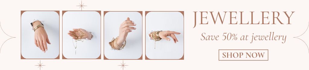 Jewelry Sale Ad with Elegant Bracelets Ebay Store Billboard Πρότυπο σχεδίασης