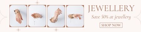 Jewelry Sale Ad with Elegant Bracelets Ebay Store Billboard Design Template