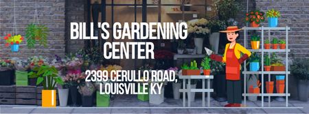 Florist Studio Ad with Gardener Working Facebook Video cover tervezősablon