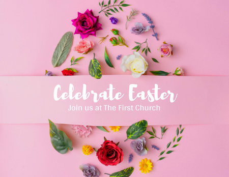 Easter Holiday Celebration Announcement Flyer 8.5x11in Horizontal Design Template