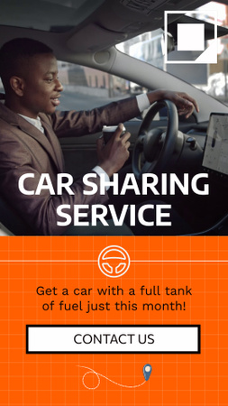 Designvorlage Car Sharing Service Offer With Fuel Tank für TikTok Video