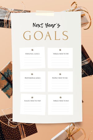 Platilla de diseño New Year's Goals with Gift boxes Pinterest