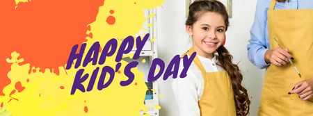 Children's Day Announcement with Smiling Kid Facebook cover Design Template