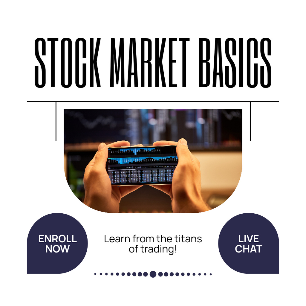 Training Basic Stock Trading Techniques in Live Chat Instagram tervezősablon