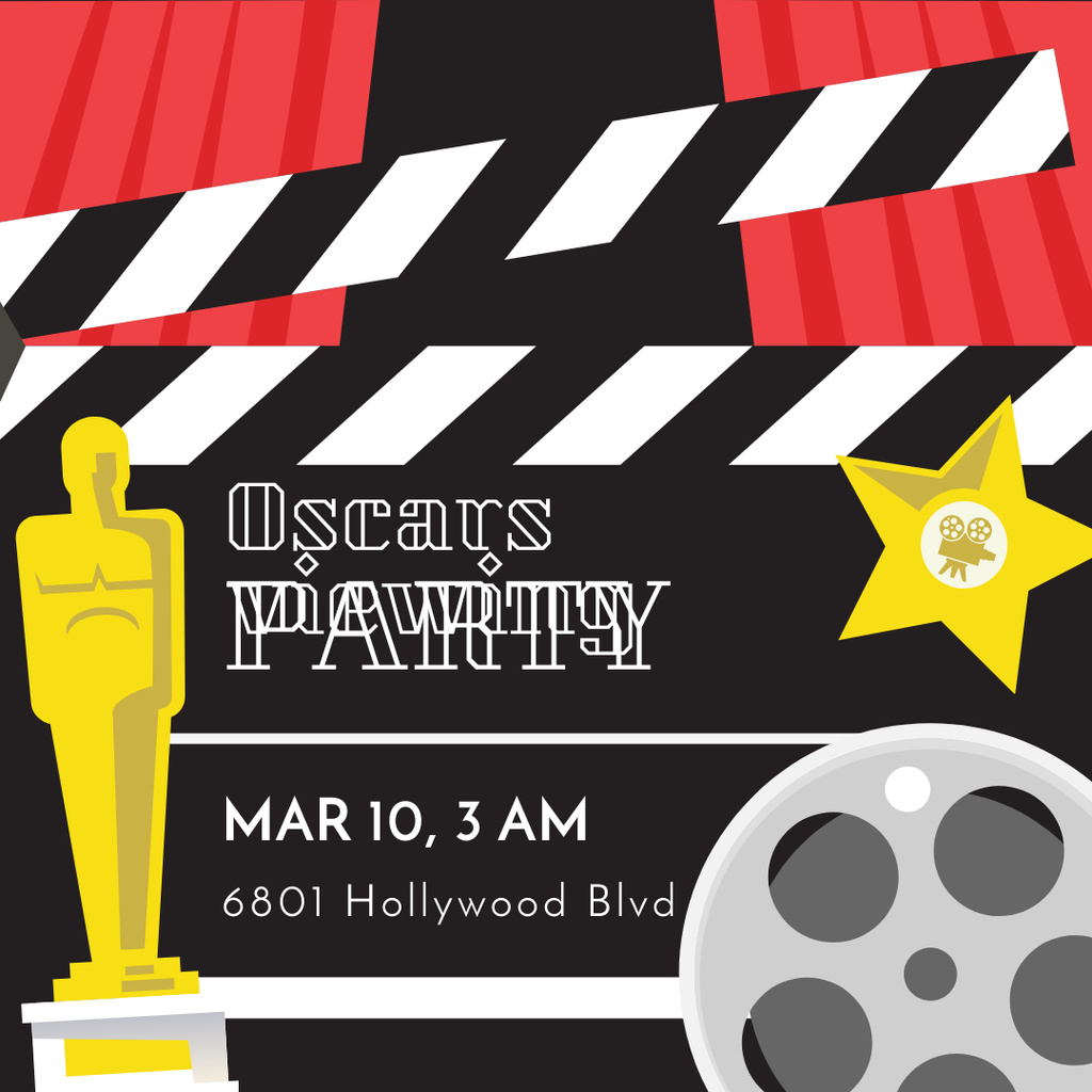Plantilla de diseño de Annual Academy Awards viewing party Instagram AD 