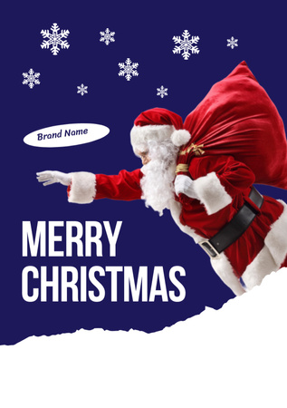 Christmas Greeting with Santa and Snowflakes Postcard A5 Vertical tervezősablon