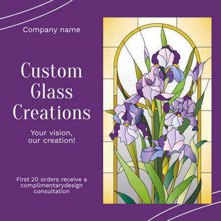 Custom Creations Offer with Stained Glass Window Animated Post Design Template