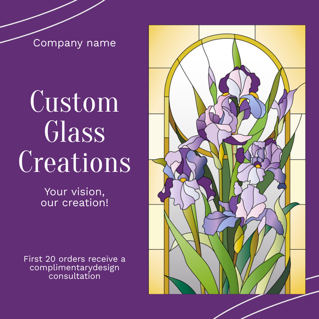 Custom Creations Offer with Stained Glass Window Animated Post Šablona návrhu