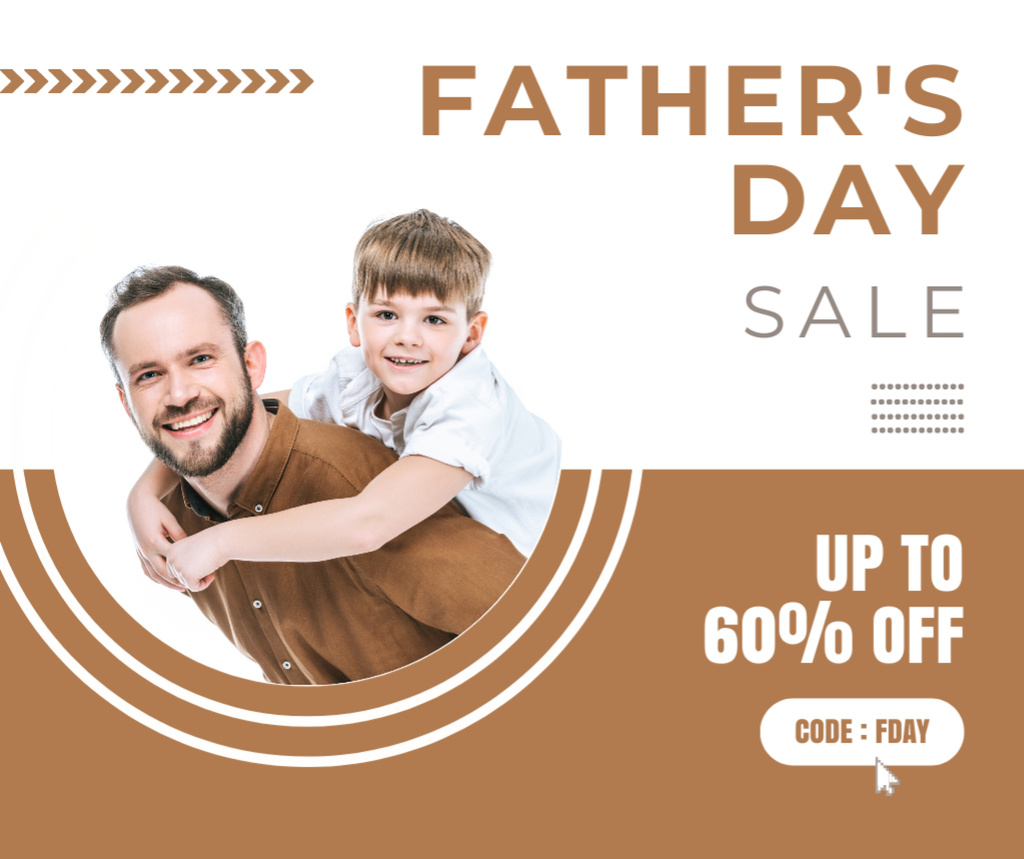 Ontwerpsjabloon van Facebook van Father's Day Sale Announcement with Father and Son